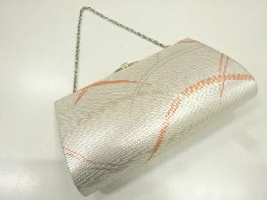 リサイクル　銀糸芝草模様織り出し和装バッグ